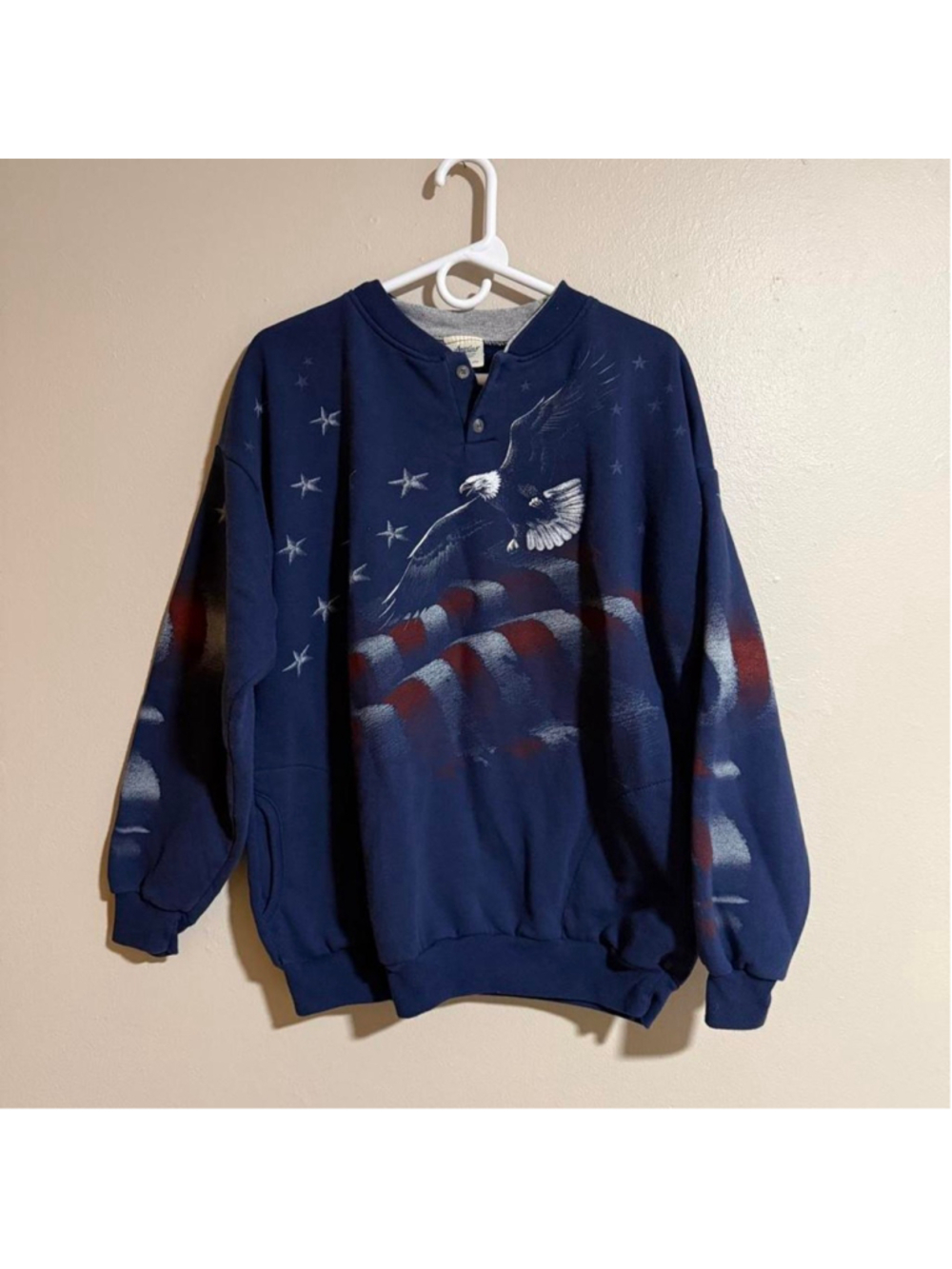 Navy Blue Vintage American Flag Crewneck Sweatshirt #americana #usa #4thofjuly